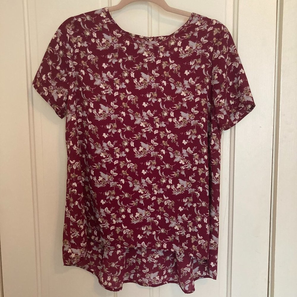 Flowy Floral Burgundy Blouse